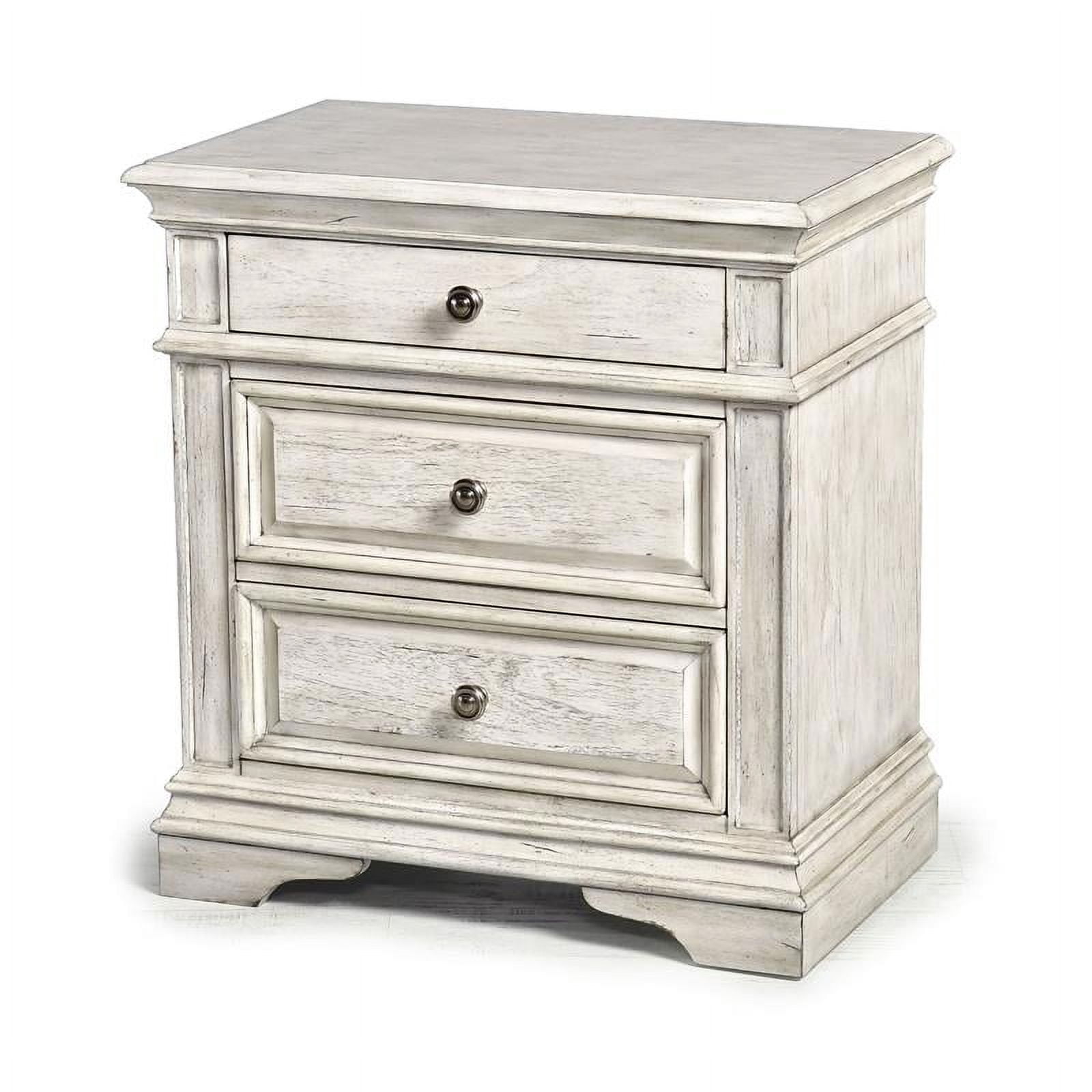 Steve Silver Highland Park Wood 3-drawer Nightstand, Rustic Ivory