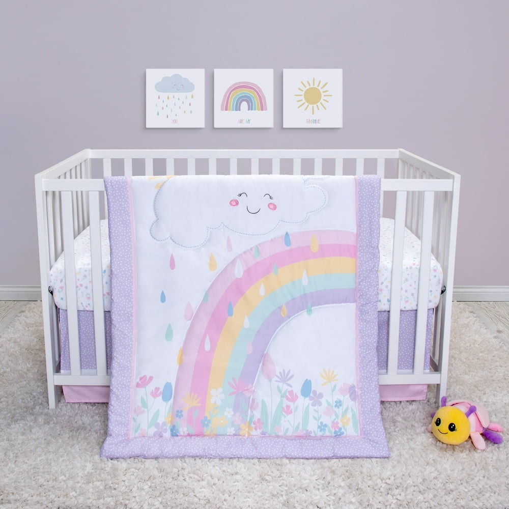 Sammy And Lou Rainbow Showers 4 Piece Crib Bedding Set. Rainbow, Cloud