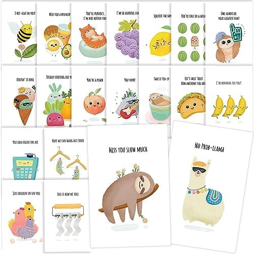 40 Funny Postcards Punny Puns - Bulk Thinking of You Postcard Pack for Friends, Family, Kids, Students, Teacher, and More - Say Hello, Thank You or I Miss You with Hilarious Animals$$Office