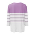 thumbnail image 5 of BRGZLK Womens 3/4 Length Sleeve Tops Fashion Striped Printed Tee Loose Round Neck Casual Basic T Shirt Pink XL, 5 of 5