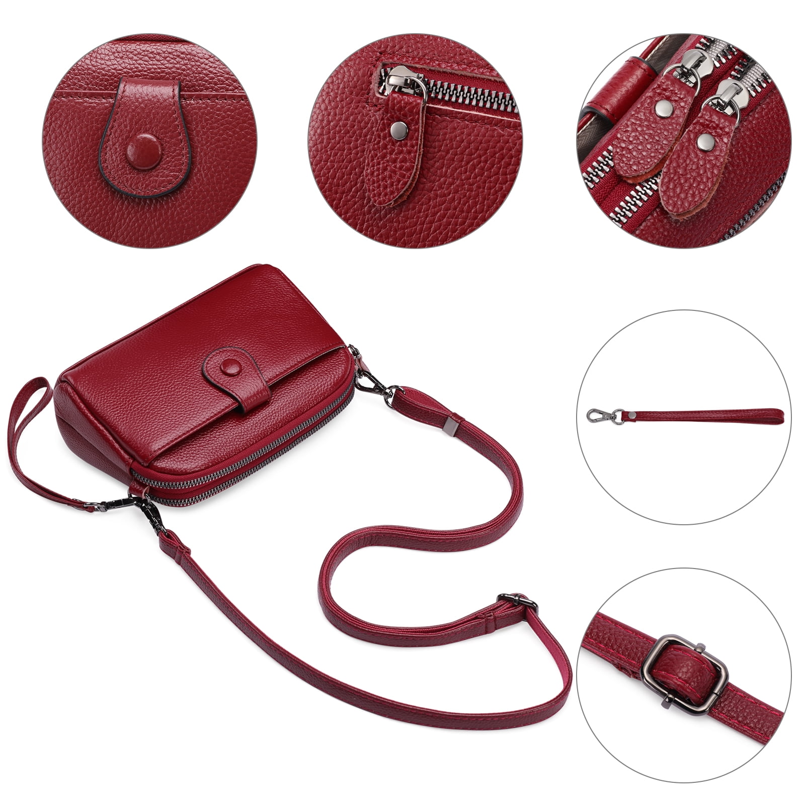 SENDEFN Women's Genuine LeatherCrossbody Handbag, 1-Wine Red