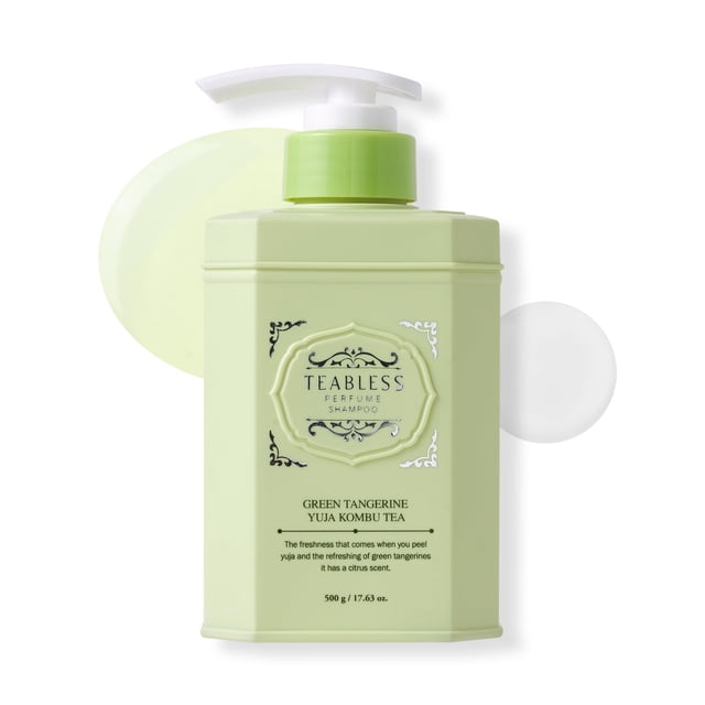 TEABLESS Champú de perfume de té de mandarina verde Yuja Kombu, hidratante, calmante para el cuero cabelludo sensible, champú vegano para la caída del cabello, cuidado del cabello con biotina, aroma a