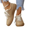 thumbnail image 5 of HTHLVMD Linen Casual Shoes, Breathable Walking Footwear, Women Classic Retro Gum Sole Fashion Sneakers Casual Tennis Skate Shoe Genuine Leather Walking Footwear Anti Slip Trainers, Khaki 6.5, 5 of 5