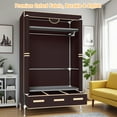 thumbnail image 6 of Wardrobe Closet with 3 Storage Drawers for Rentals, Dorms, Bedrooms, 67 Inches Tall hanging Closet Organizers and Storage with Hanging Space for Coats and Bags, Dark Coffee, 6 of 11