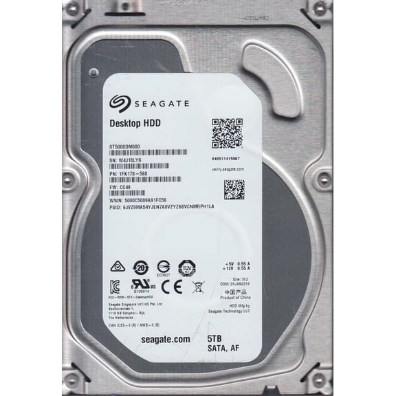 ST5000DM000, W4J, WU, PN 1FK178-568, FW CC49, Seagate 5TB SATA 3.5 Hard Drive