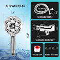 thumbnail image 6 of Scootworks Shower Head, 10 Spray Setting Detachable Shower Head with Handheld, HandHeld Shower Head for Bathroom Tub with 59 inch Hose Stainless Steel and Adjustable Holder, 6 of 8