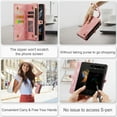 thumbnail image 5 of For Samsung Galaxy Z Fold 4 5G Wallet Case,Multi-Functional Retro Leather Purse Flip Cover Zipper Wallet Case with Removable Card Slots Pocket & Detachable Wrist Strap Magnetic Phone Case, Pink, 5 of 6