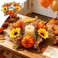 thumbnail image 2 of 9.8in Fall Candle Ring Wreath, Artificial Pumpkin Sunflower Maple Leaf Candle Holder Garland, Halloween Decor,Faux Autumn Harvest Candle Ring, Indoor Tabletop Thanksgiving Farmhouse Centerpiece Decor, 2 of 7