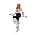 thumbnail image 5 of FASHOFT Adult 70s Vintage Disco Halloween Costumes White Graphic Top Pants Set Stage Performance Retro Theme Party Fancy Dress Up Halloween Costume XL, 5 of 8