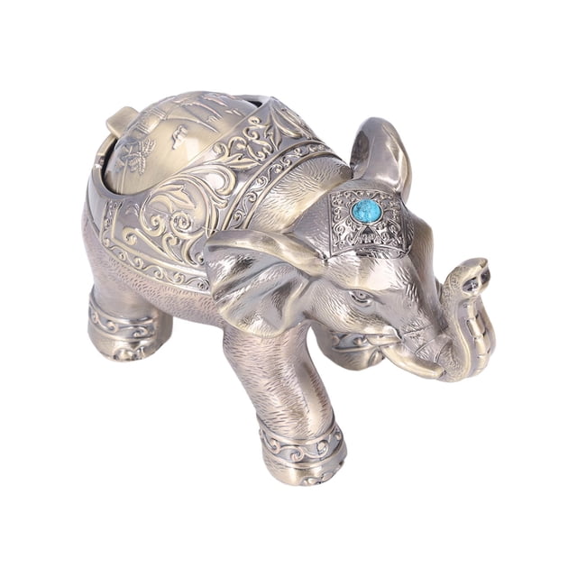 Cenicero de puros elefante Vintage a prueba de viento diseño en relieve Metal duradero antideslizante estable exquisito cenicero de elefante