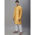 thumbnail image 1 of eloria Men Embroidered Mustard Yellow Kurta Pajama for Partywear Festival Kurta Indian Kurta Set Embroidery Design, 1 of 5