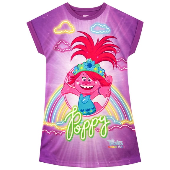 DreamWorks Girls Trolls Nightdress Purple Sizes 4-10
