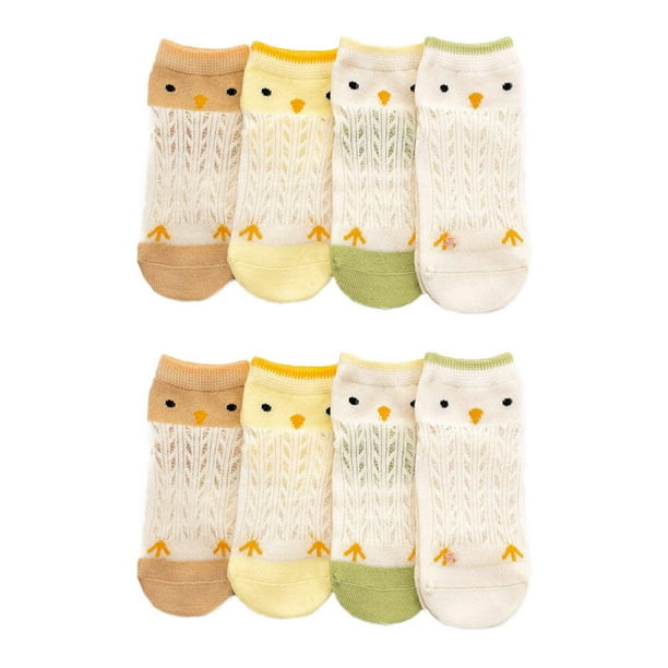4 pares de malla estilo delgada niños calcetines antideslizante baby baby socks (m pollito)