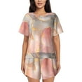 thumbnail image 1 of Balery Abstract Marble Texture Conjunto de Pijama para Mujer con Estampado, Dos Piezas de Manga Corta y Shorts, Ropa de Dormir Suave con Cuello Redondo y Bolsillos-Small, 1 of 6