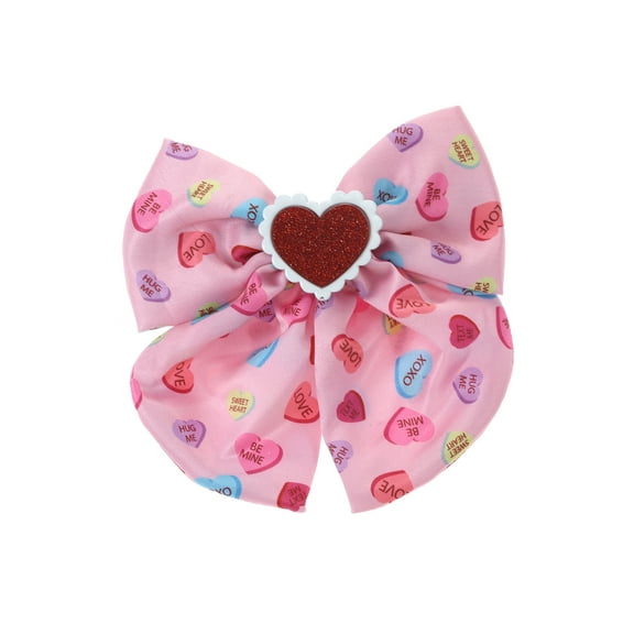 Way to Celebrate Valentine's Day Multicolor Pink Hearts Hair Bow, 1 Piece