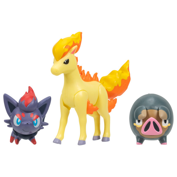 Pokemon Battle Figure 3 Pack - Features 2-Inch Lechonk and Zorua and 3-Inch Ponyta Battle Figures