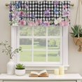 thumbnail image 2 of Spring Floral Curtain Valances for Windows, Kitchen Valance Window Treatments Panel 2 Pack, Black White Checkered Farmhouse Butterfly Rod Pocket Short Curtains for Bathroom Bedroom 60 x 18 Inch, 2 of 8