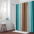 thumbnail image 6 of Brown Blue Striped Shower Curtain for Bathroom Decor, Modern Vintage Wood Texture Rectangle Waterproof Fabric Shower Curtain, 72"x72" Set with 12 Hooks, 6 of 9