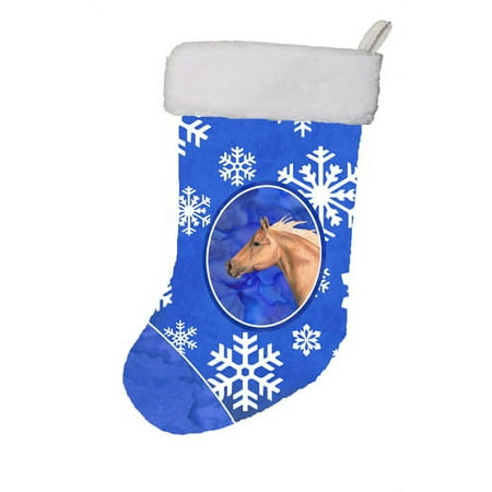 Caroline's Treasures Horse Winter Snowflakes Multi-color Christmas Stocking, with Soft Suede Fabric 18"