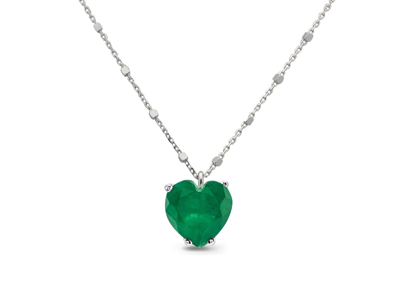 FRONAY Lab Created Simulated Emerald Heart Pendant Necklace