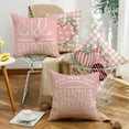 thumbnail image 5 of Valentines Day Pillow Covers 20 x 20 Inch Set of 4 Hello Valentine Pink Polka Dot Heart Buffalo Plaid Eucalyptus Leaves Throw Pillows Decorative Cushion Cases Valentines Decor, 5 of 6