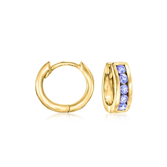 Ross-Simons 0.60 ct. t.w. Tanzanite Huggie Hoop Earrings in 18kt Gold Over Sterling, Women's, Adult
