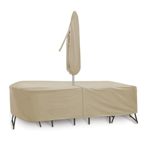 Protective Covers 1156-TN 72 - 76 in. Oval And Rectangular Table And 6 Standard Chairs Cover, Tan