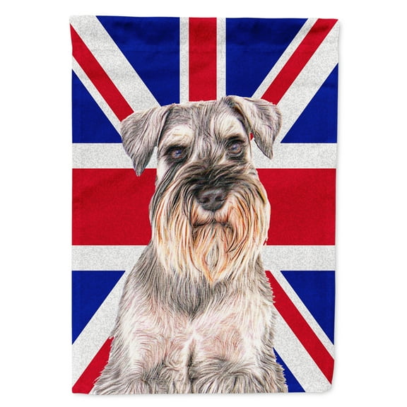 Carolines Treasures KJ1165GF Schnauzer with English Union Jack British Flag Garden Flag Garden Size multicolor