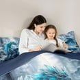 thumbnail image 5 of Manfei 3D Blue Dragon Twin Bedding Sets 7-Piece for Kids, Magic Glitter Animal Bedding Comforter Set, Winter Jungle Tree Reversible Sheet Sets, Luxury Bedroom Decor, 5 of 8