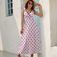 thumbnail image 5 of Black Polka Dots Pink Background Dress Fashion Boho Beach Long Dresses Female Party Printed Maxi Dress, 5 of 9