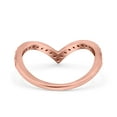 thumbnail image 3 of Rose Tone, Simulated Cubic Zirconia Size-10 Half Eternity V Chevron Midi Ring 925 Sterling Silver, 3 of 7