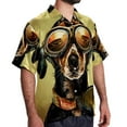thumbnail image 2 of Retro Dog Men's Casual Printed Button Down Short Sleeve Poplin Hawaiian Beach Shirt with Spread Collar Tops, 2 of 6