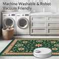thumbnail image 5 of ODIKA 8'x10' Machine Washable Non-Slip Area Rug, Elegant Floral Medallion with Delicate Leafy Accents High Traffic Rug with Pad, Green, 384192, 5 of 8