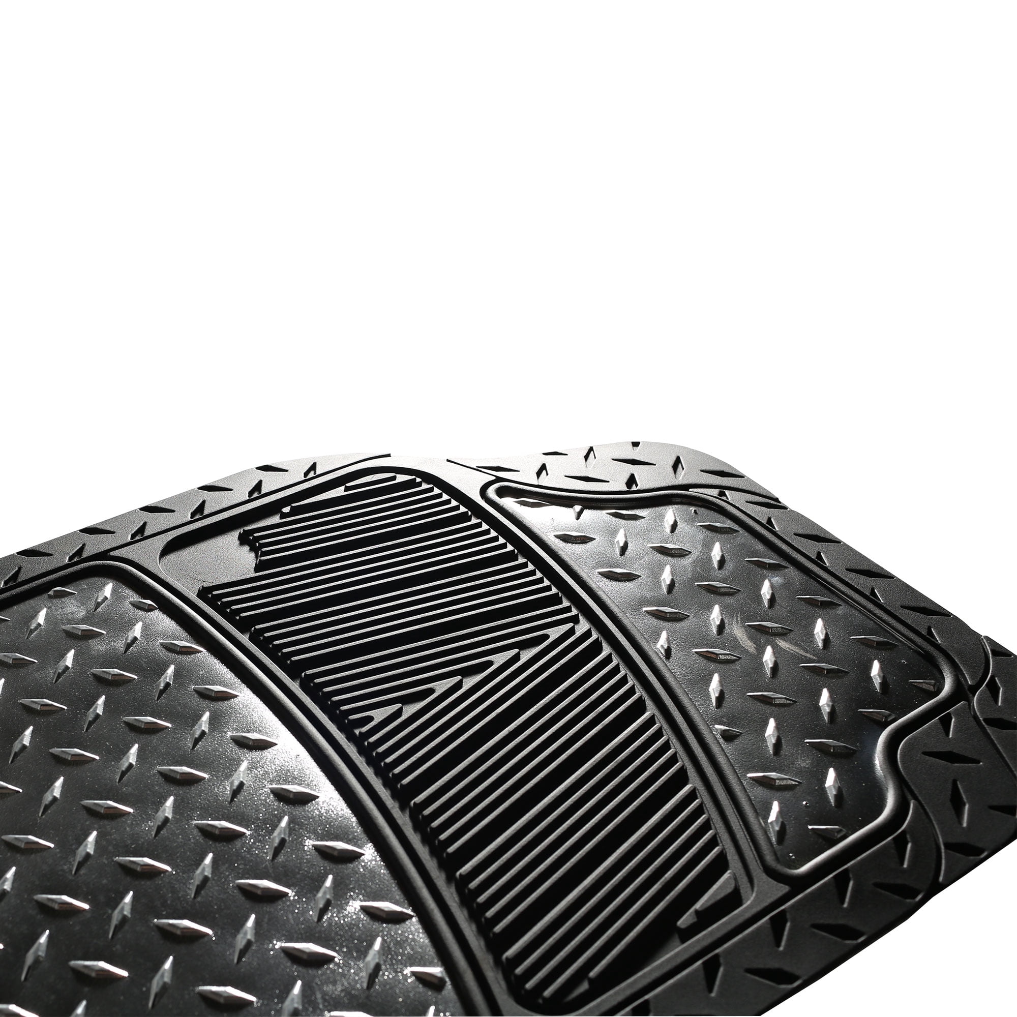 FH Group Climaproof Rubber Car Floor Mat, Universal 4pc Black Floor Mats with Air Freshener