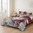 thumbnail image 2 of Quilts Queen Size Bedding Set, Christmas Sea Turtle Lightweight Quilted Comforter, Winter Snowflakes Coastal Red Black Soft Reversible Bedspread Coverlet with Pillow Covers for All Season, 90" x 96", 2 of 9