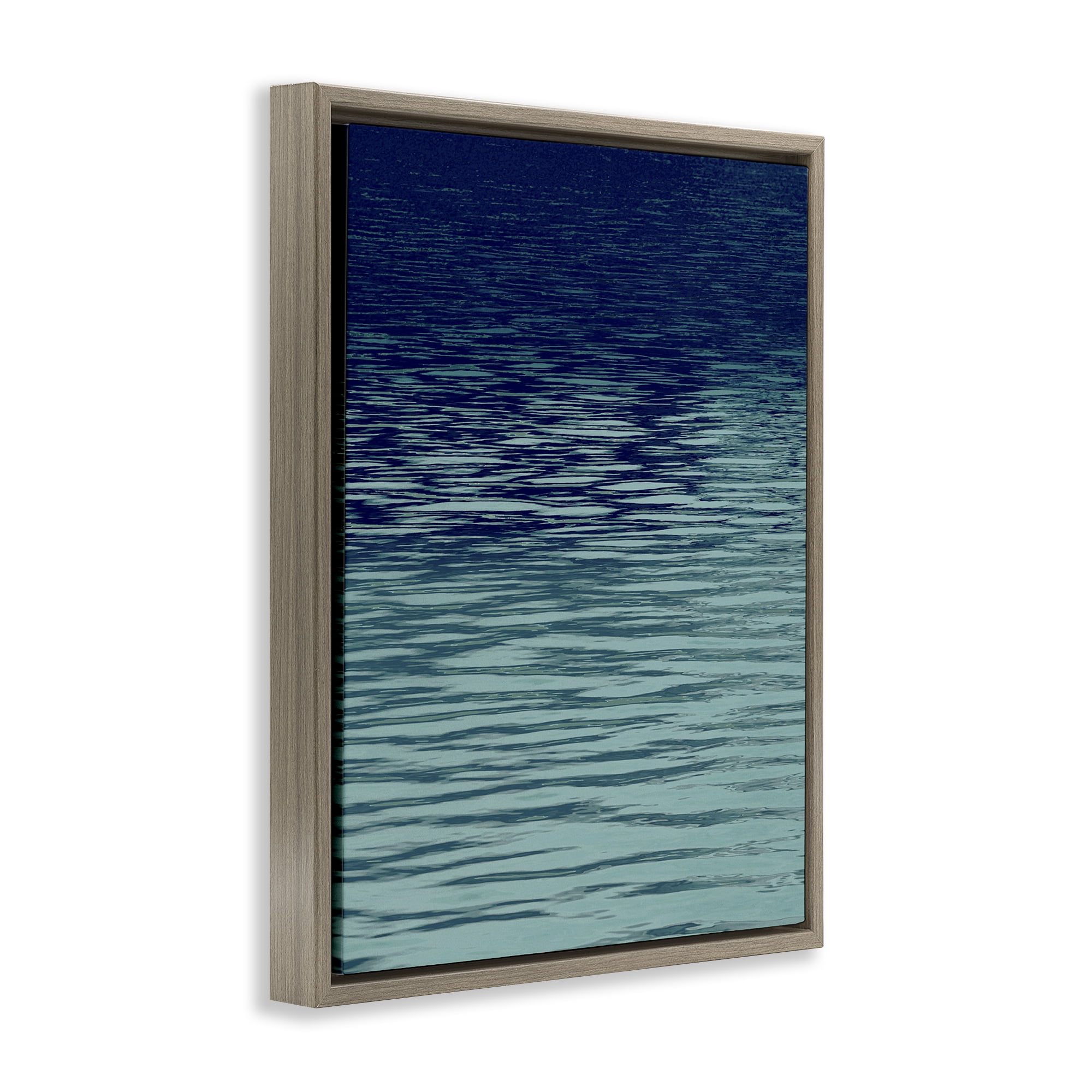 Stupell Industries Ocean Ripples Gradient Landscape & Nature Painting Brown Floater Framed Canvas Art Print Wall Art, 17 x 21