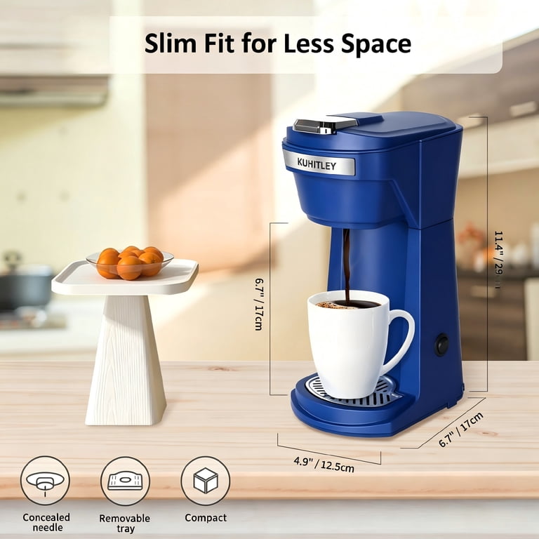 2 in 1 Single Serve Coffee Maker for K Cup Pods & Ground Coffee, Mini K Cup Coffee Machine with 6 to 14 oz Brew Sizes, Single Cup Coffee Brewer with