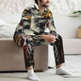 thumbnail image 7 of Xecao Retro American Eagle A Print Pajamas Set Mens Pajamas Long Sleeve Loungewear Two-Piece Sleepwear Button-Down Pjs Set,2PJS-X-Large, 7 of 7