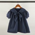 thumbnail image 2 of Adeawade Toddler Girl Dresses Summer Short Sleeve Dress Solid Color Crewneck Soft Girl Clothes Size 2-3 Years Blue, 2 of 5