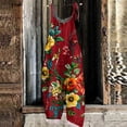 thumbnail image 5 of JULMCOMO 4th of July Jumpsuits for Women 250th Year Cotton Linen Spaghetti Straps Plus Size Red White Blue Overalls Stars Stripes Wide Leg Sleeveless Patriotic Rompers with Pockets Deep Red S, 5 of 6