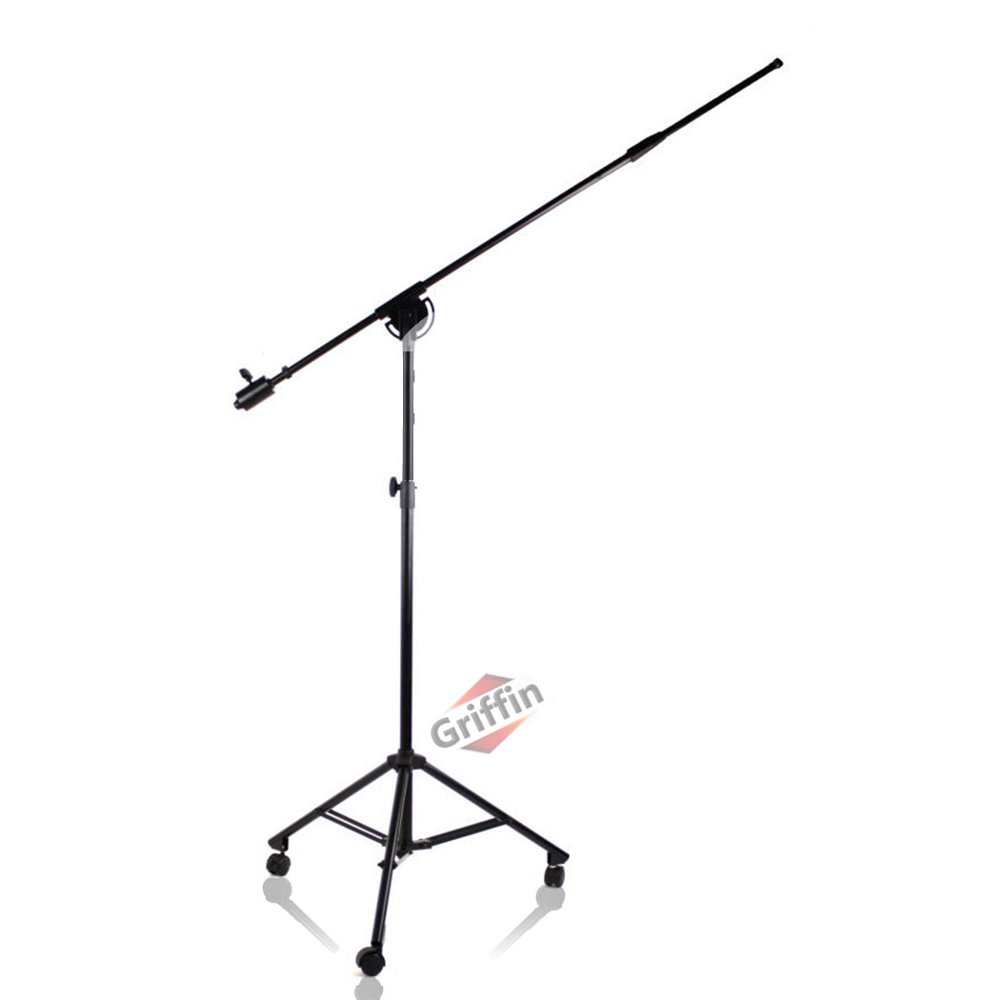 GRIFFIN Professional Studio Microphone Boom Stand with Casters Extended Height Recording Mic