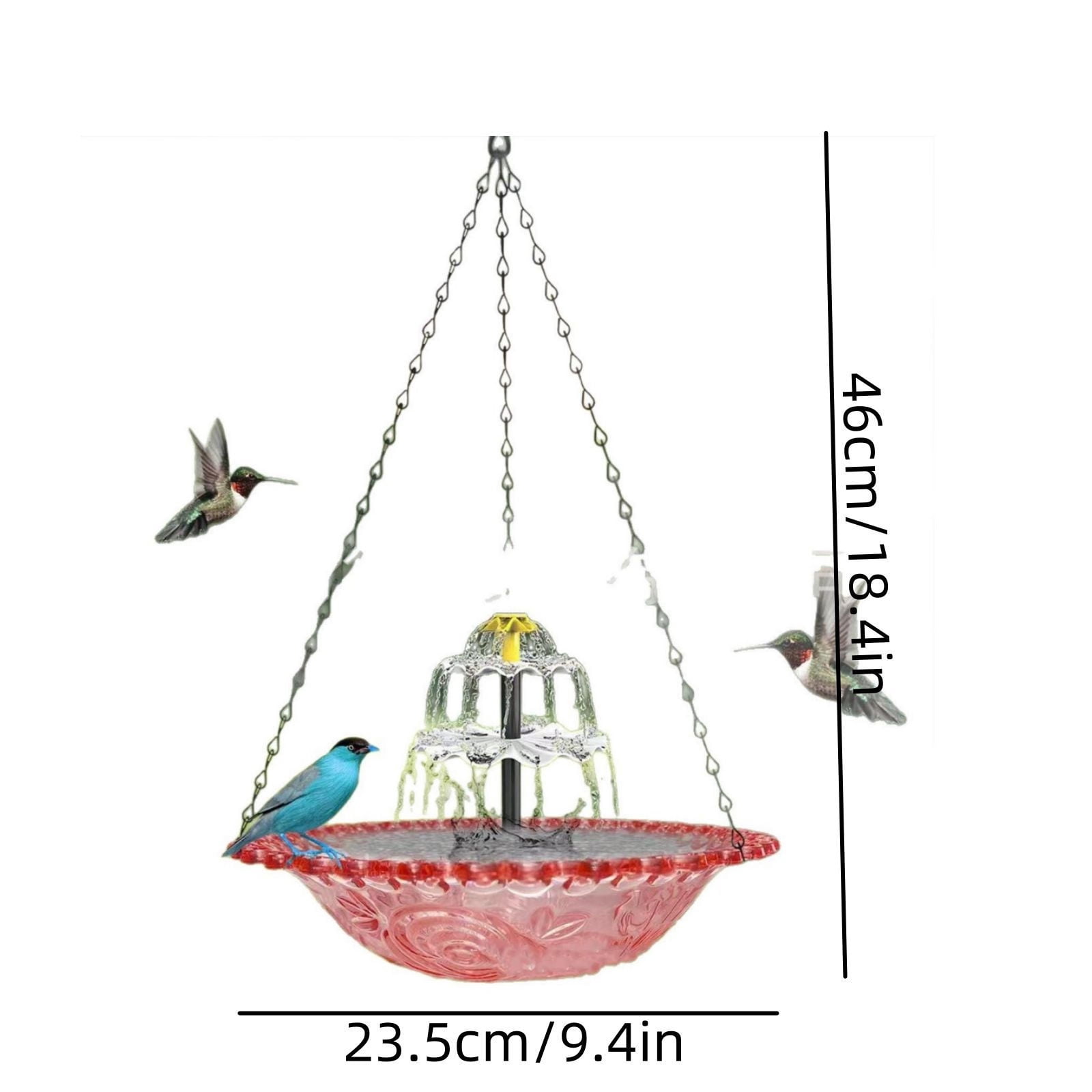 Hanging Solar Bird Bath Fountain 3 Layers, 9.84''W Bird Bath Bowl with Solar Powered Pump for Outdoor Garden Backyard Patio Lawn, Wildlife Feeder