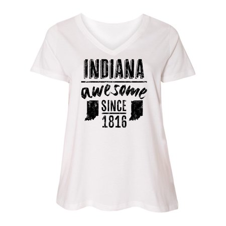 

Inktastic Indiana Awesome Since 1816 Women s Plus Size V-Neck