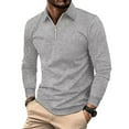 thumbnail image 2 of Blczomt Long Sleeve Mens Polo Tees Gray Polos Shirt Solid 1/4 Zip Vintage Mens Clothes Clearance Sale, 2 of 9