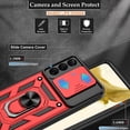 thumbnail image 3 of Compatible with Samsung Galaxy S22 Case,Galaxy S22 Case with HD Screen Protector with Slide Camera Cover, 360°Rotation Ring Kickstand [Military Grade] Case for Galaxy S22, s22 case,Red, 3 of 14