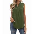 thumbnail image 3 of Women'S Summer Casual Sleeveless V Neck Lace Trim Tank Tops Loose Blouse Tees Green L, 3 of 7