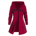 thumbnail image 4 of Women's Long Hooded Jacket Autumn And Winter Long Sleeve Gothic Punk Printed Warm Jacket Women's Street Zipper Sweatshirt Jacket, 4 of 6