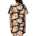 thumbnail image 6 of Fotbe Rose Flowers Print Pajama Set for Women 2 Piece Loungewear Short Sleeve Tops and Shorts Set Soft Sleepwear-XX-Large, 6 of 7