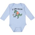 thumbnail image 3 of Inktastic I Love Soccer-Dinosaur in Orange Boys or Girls Long Sleeve Baby Bodysuit, 3 of 5