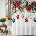 thumbnail image 4 of Shower Curtain Bathroom Set Christmas Bells Red Poinsettia Watercolor Waterproof Fabric Shower Curtains with Grommets&Hooks Pinecone Berry on White Privacy Bath Curtain for Bathtub 60x72in, 4 of 9